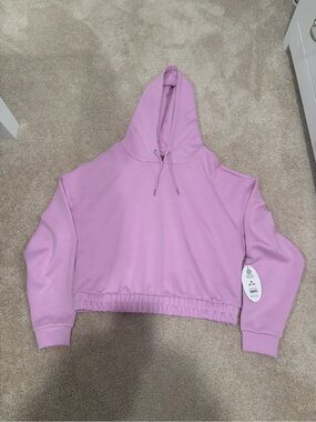 Cropped Lilac Hoodie with Drawstring Hood